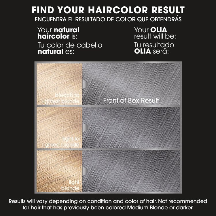 Olia 10.11 Lightest Silver Blonde before after swatch